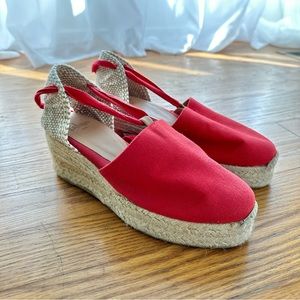 Castaner Red Campesina 30 Canvas Jute Espadrille Wedge 36 EU